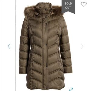 Kenneth Cole Faux Fur Trim Puffer Jacket